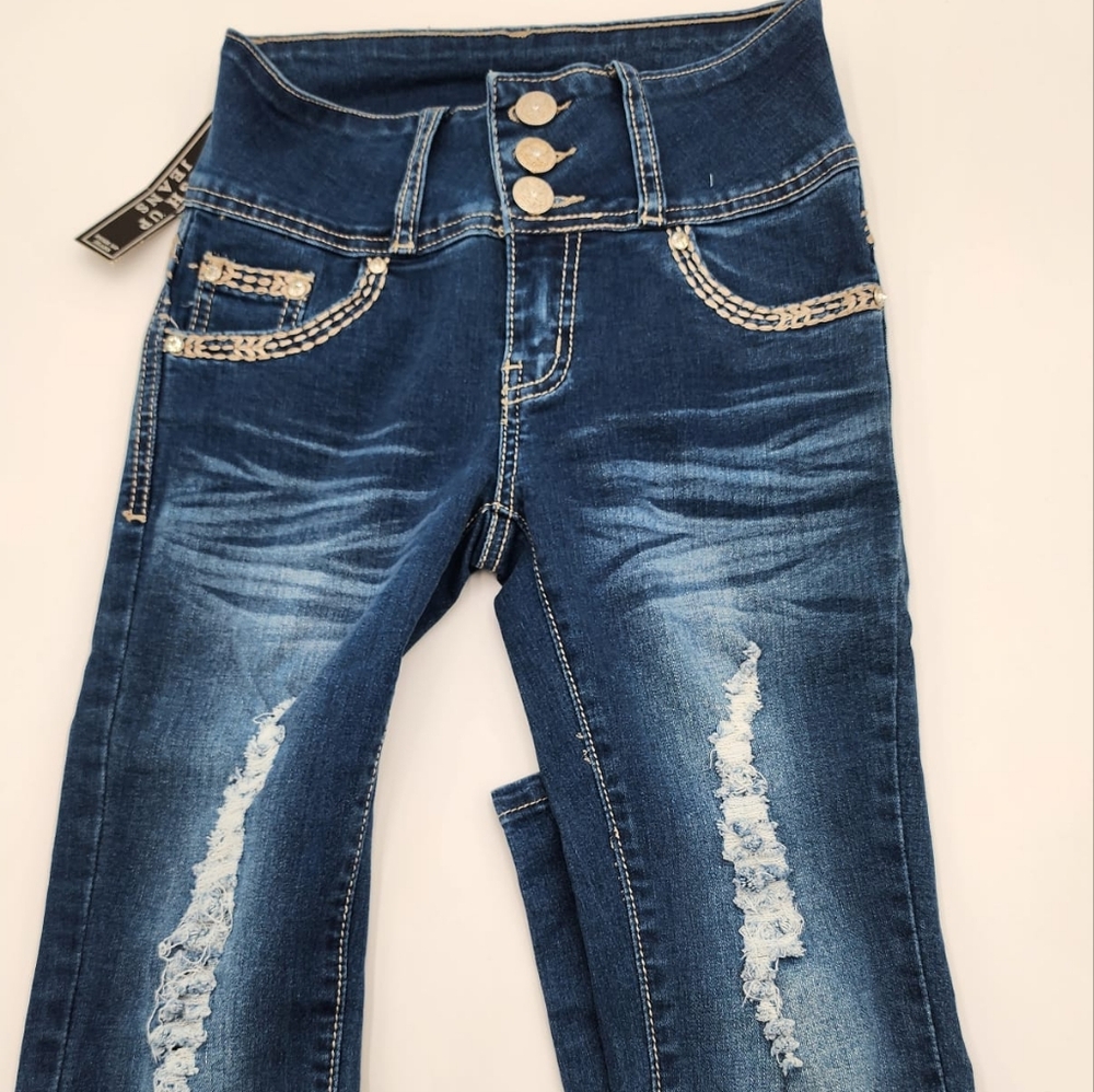 Silver Jeans Blue Skinny Distressed Denim